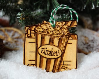 Personalised Cinema Christmas Ornament Film Buff Movie Wood Custom Bauble Laser Engraved Rustic Wooden Name Personalised Decoration Irish
