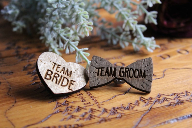 Stag Party Team Groom Best man Bridal Shower Wooden Pin Badge Wood Log Slice Brooch Lapel Pin Button Flair Handmade Pyrography Wood Burning image 2