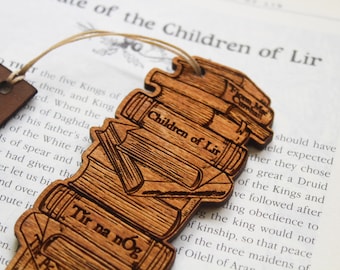Irish Folklore Wooden Bookmark book stack mythology quote Rustic Handmade Wood Burning  lover reader Pyrography poem bookworm Ireland gift