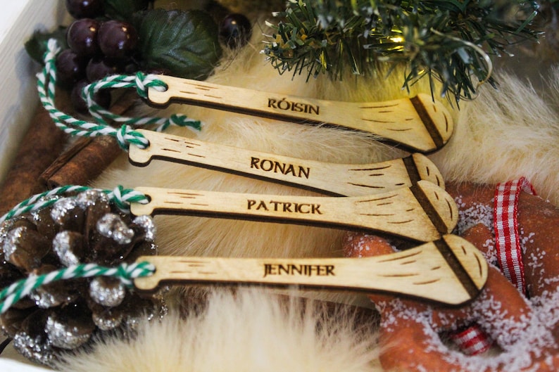 Personalised Hurl Christmas Ornament Hurling Camogie Wood Custom Bauble Laser Engrave Rustic Wooden Name Personalised Tree Decoration Irish image 10