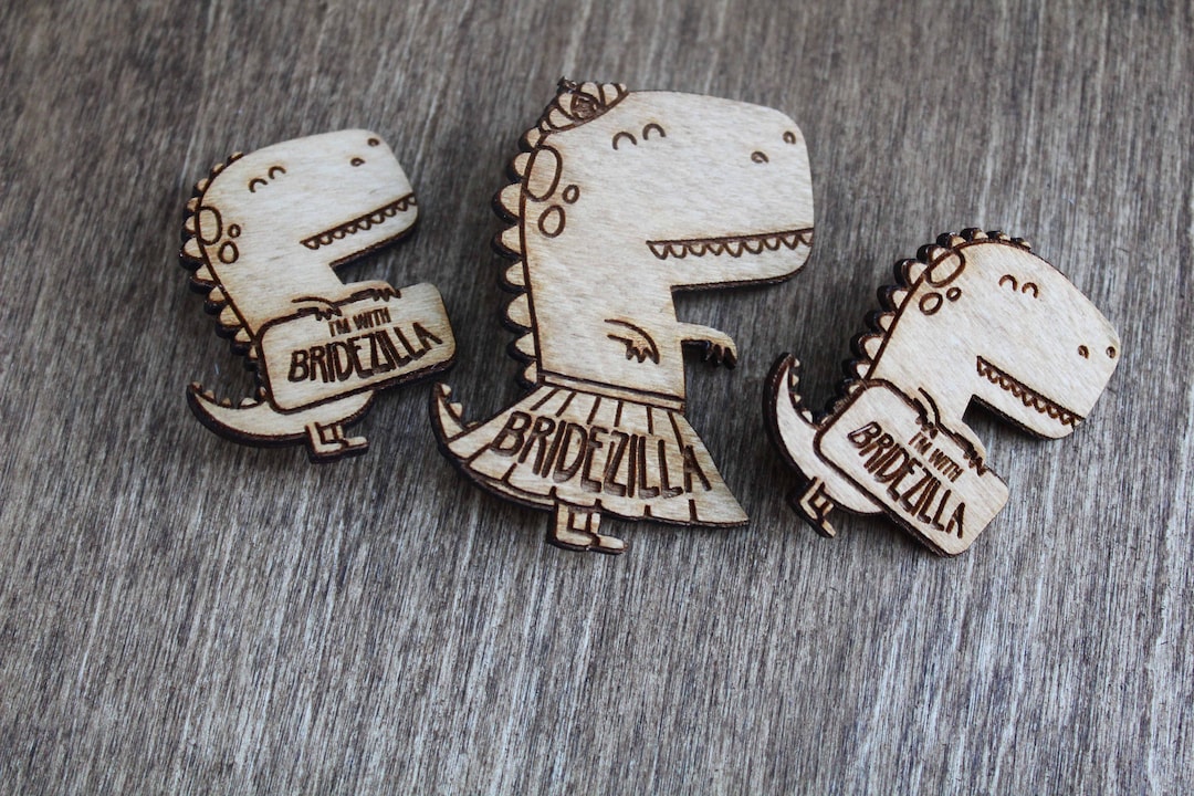 Bridezilla Bride Wedding Team Hen Party Bridesmaid Shower Wooden Pin ...