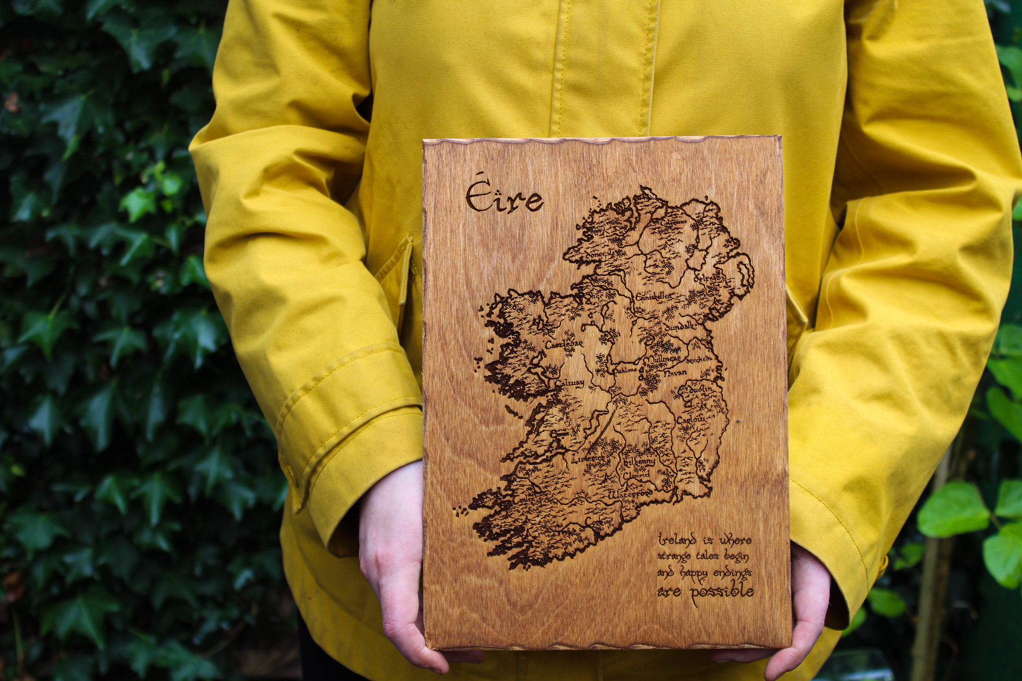 Rustic Irish Map Irish Vintage Map Wooden Poster Northern Ireland Wood Burning ...