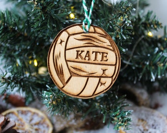 Personalised Netball Christmas Ornament Ball Sport Wood Custom Bauble Laser Engrave Rustic Wooden Name Personalised Tree Decoration Irish