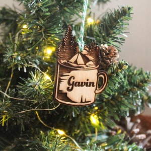 Personalised Adventurer Christmas Ornament Outdoorsy Wood Custom Bauble Laser Engraved Rustic Wooden Name Personalised Tree Decoration Irish image 4