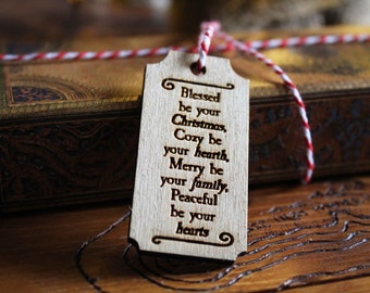 Irish Blessing wooden gift tags poem ireland quirky story stocking present merry christmas wood burned holidays quote vintage rustic