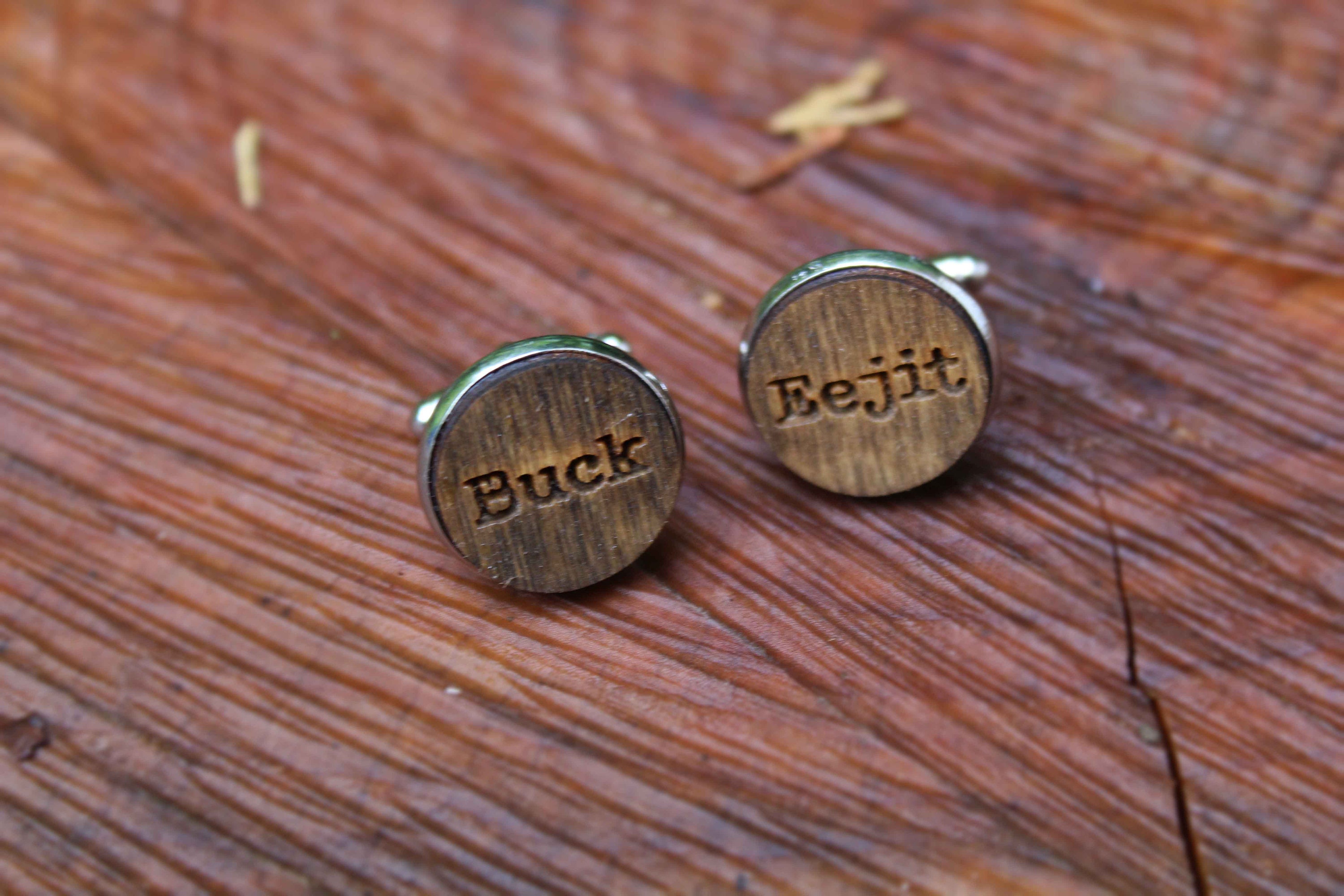Buck Eejit cufflinks wood silver bronze plated irish slang Etsy