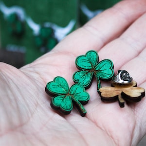 Wooden Shamrock Pin for St Patrick's Day image 5