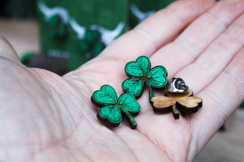 Wooden Shamrock Pin for St Patrick's Day image 5