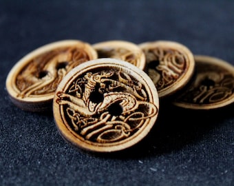 Celtic wooden buttons Wood crafts irish design Button Flair Handmade Wood Burning laser horse dog pattern rustic crafts handmade sewing knit