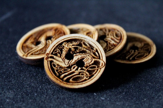 Chinese Symbol Fu Good Luck Wood Buttons for Sewing Knitting Crochet DIY  Craft