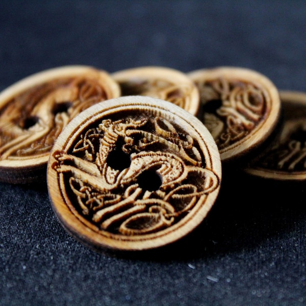 Celtic wooden buttons Wood crafts irish design Button Flair Handmade Wood Burning laser horse dog pattern rustic crafts handmade sewing knit