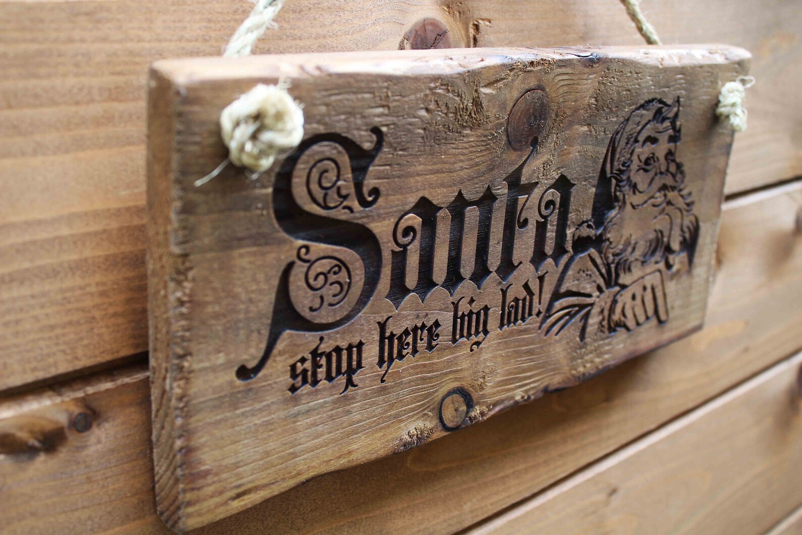 Belleek irishshop Santa Claus Wooden Sign Rustic Merry Christmas Funny Stop Here | Etsy