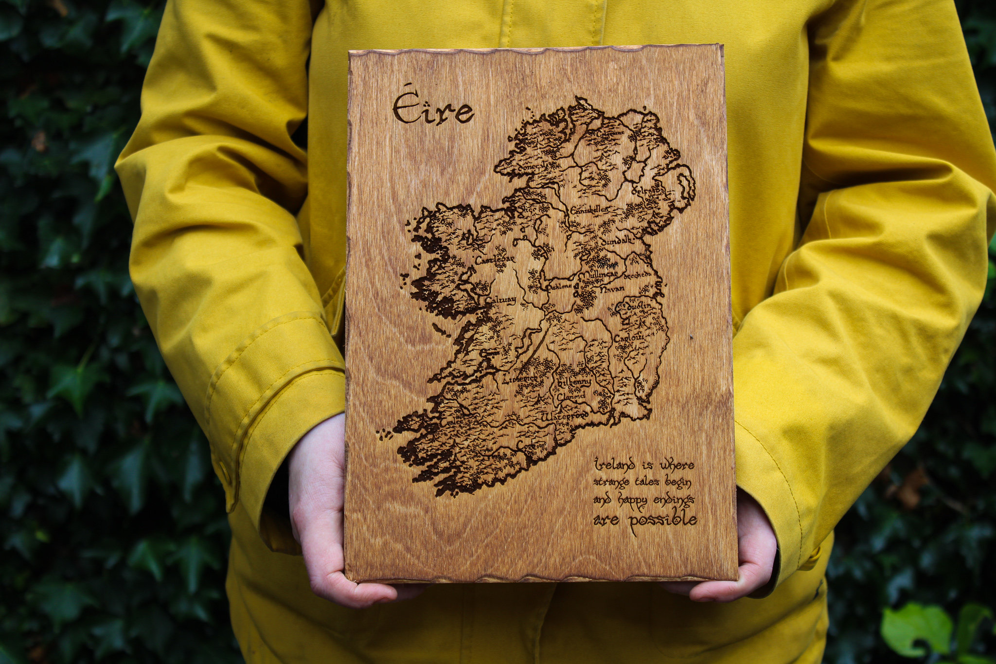 Rustic Irish Map Irish Vintage Map Wooden Poster Northern Ireland Wood Burning ...
