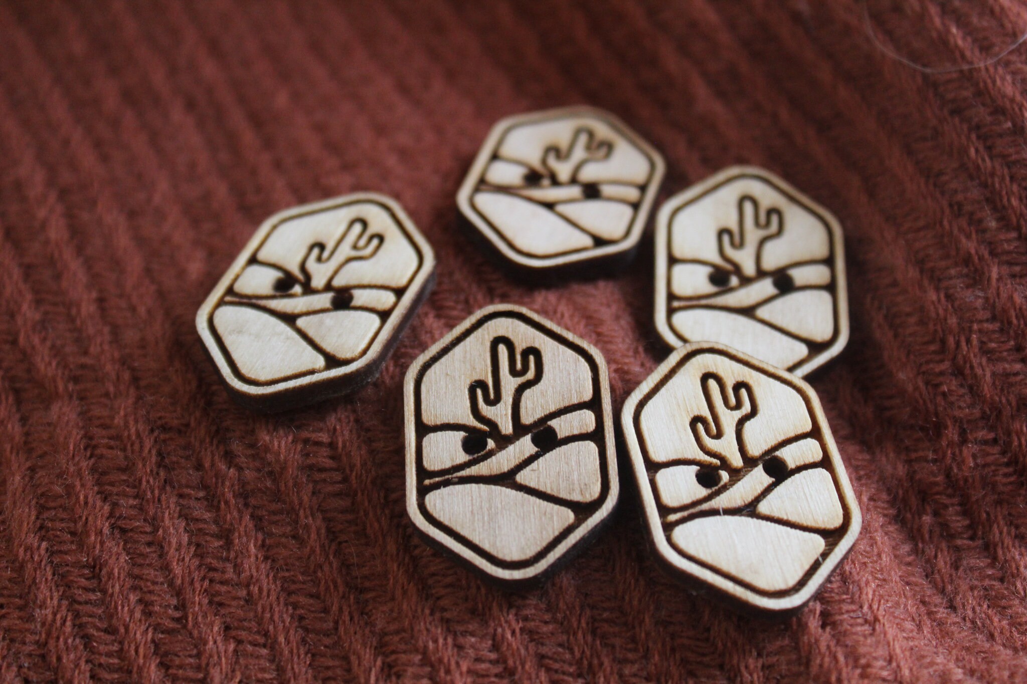 Cactus Wooden Buttons Geometric Chic Nature Buttons Rustic Novelty ...