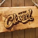 Rustic Wooden Open Closed Sign Double Sided Burned on Wood Sustainable ...