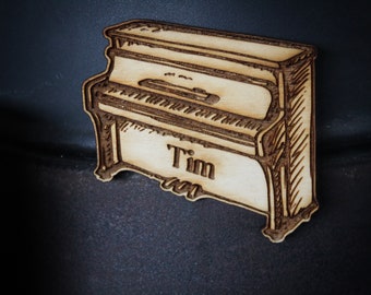 Personalised Piano Magnet Musician Music Gift Wood Custom Hobby Laser Engraved Rustic Wooden Name Personalised Wood Burning Etch Carve