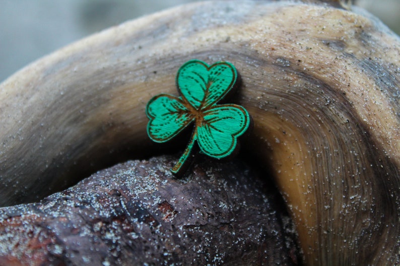 Wooden Shamrock Pin for St Patrick's Day image 4