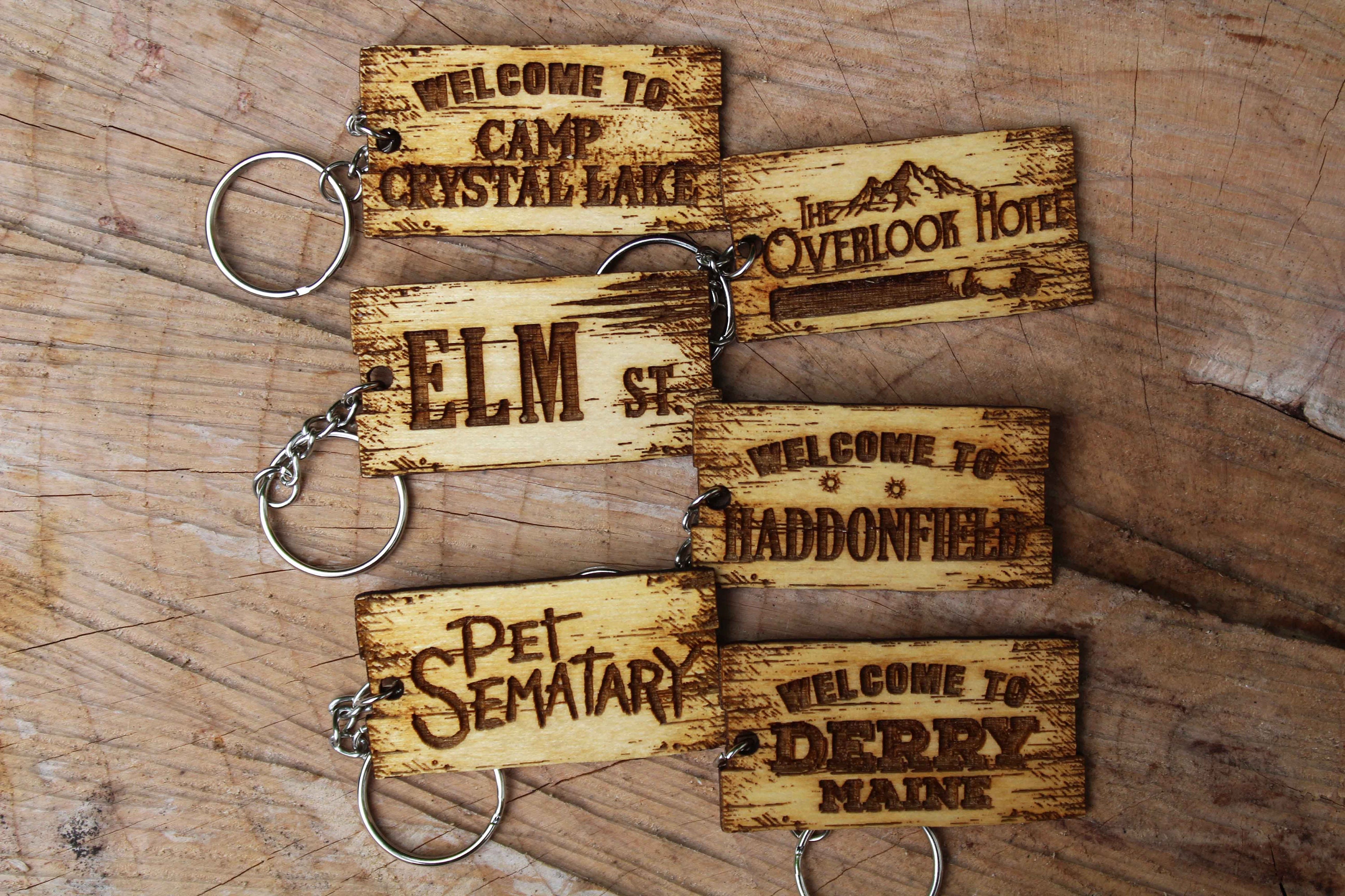 Horror Movie Setting Wooden Keychain