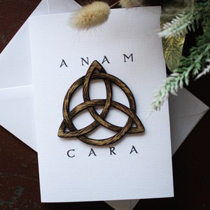 Anam Cara Karte hölzerner gälischer Ausdruck Seelenfreund valentines Tag hölzernes handgemachtes Pyrographie einzigartig irisch Verlobung Jahrestag Hochzeit