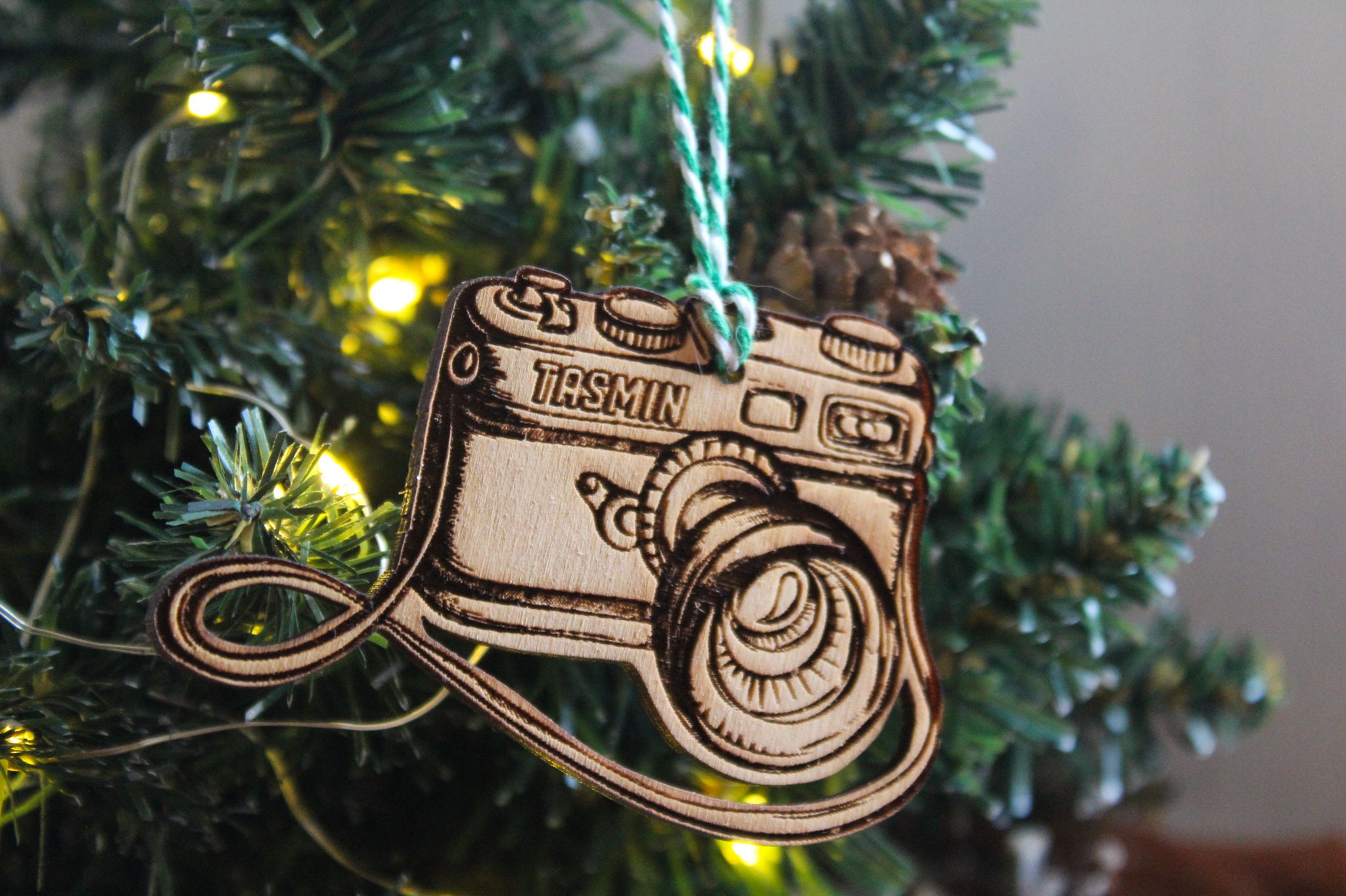 Bauble Camera Personalised Photography Christmas Ornament Camera Wood Custom Bauble ...