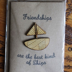 Vriendschapswenskaart Houten feature beste vriend bff boten Hout Handgemaakte Pyrography unieke bruiloft verjaardag grappige bootliefhebbers