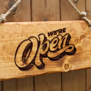 Rustic Wooden Open Closed Sign Double Sided Burned on Wood Sustainable ...