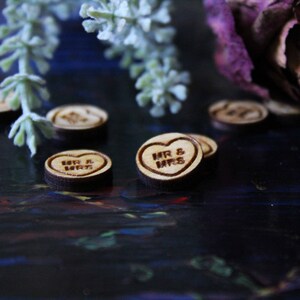 Love hearts wooden Wedding Table Confetti rustic Rustic Wooden Mr Mrs laser cut decoration scatter bags small quirky cute sweets gay wedding image 6