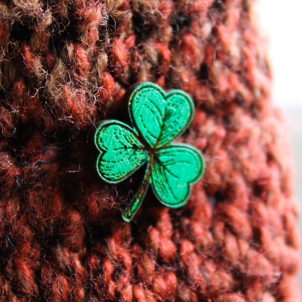 Wooden Shamrock Pin for St Patrick's Day