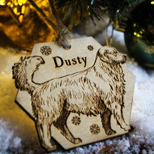 Golden Retriever Personalised wooden bauble ornament dog name breed gift quirky rustic  laser wood burned ornate dog lover pet decoration