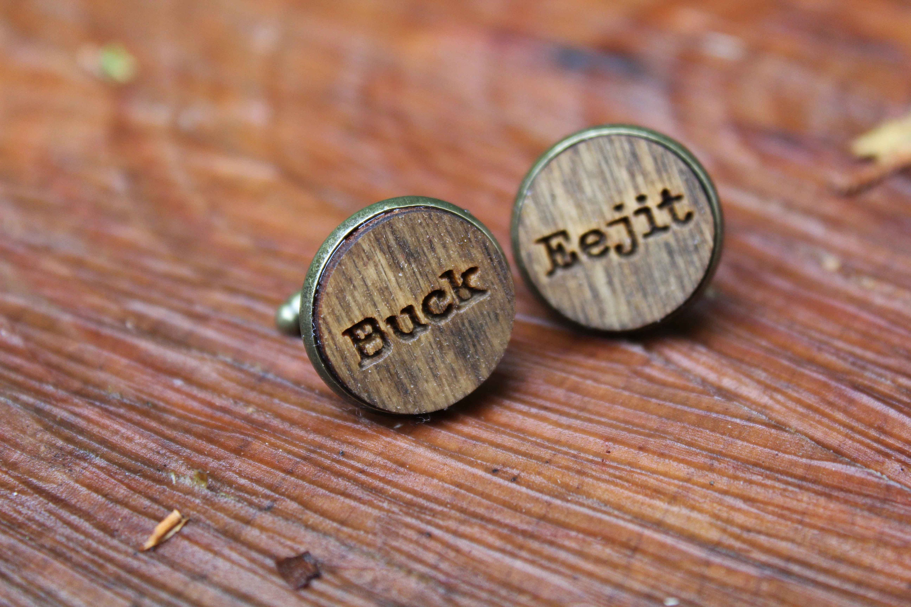 Buck Eejit cufflinks wood silver bronze plated irish slang Etsy