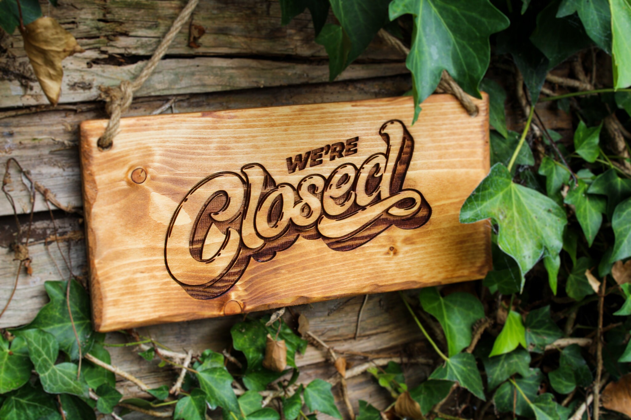 Rustic Wooden Open Closed Sign Double Sided Burned on Wood Sustainable ...