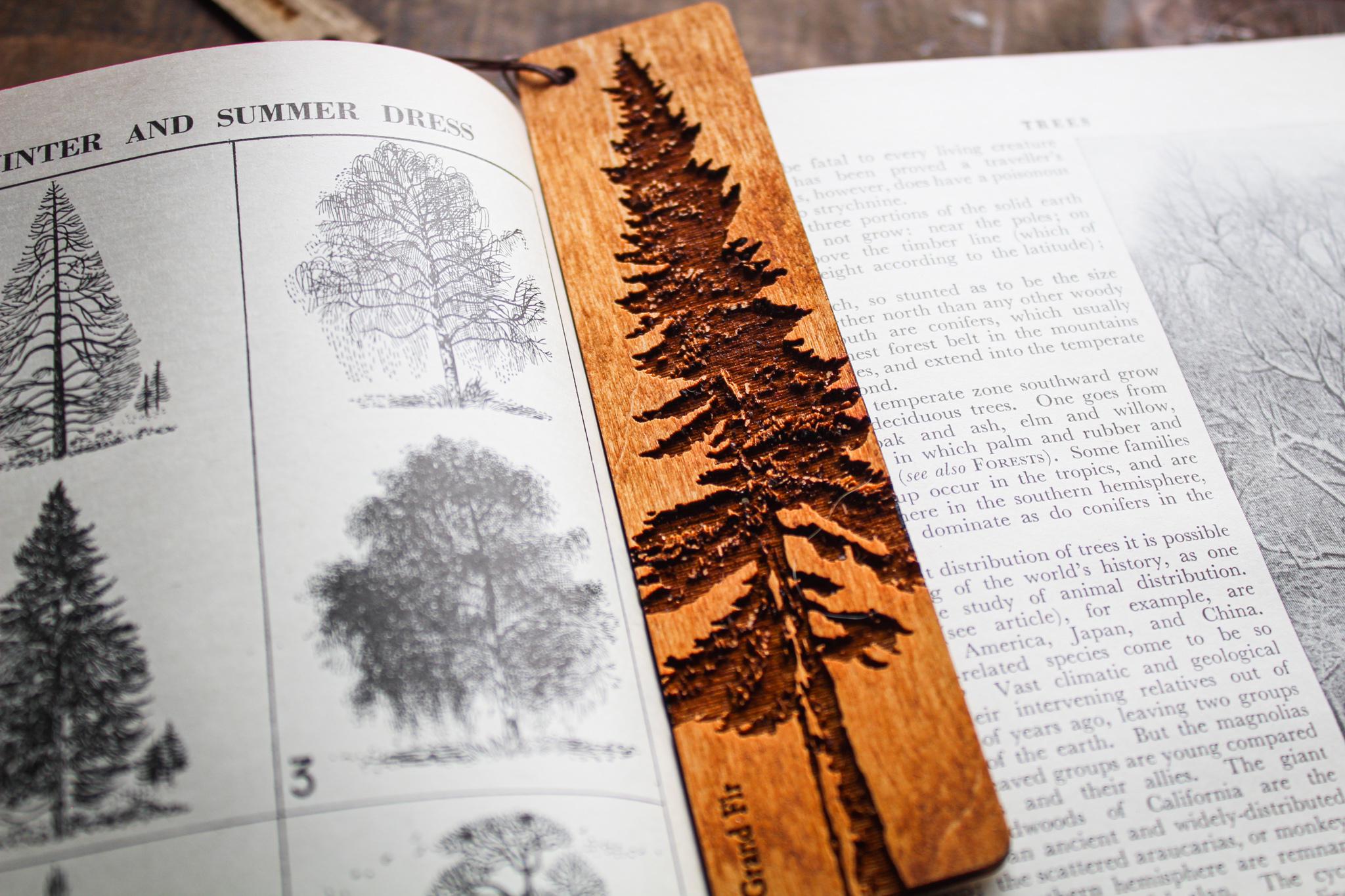 Wooden Bookmark Grand Fir Tree Rustic Handmade Wood Burning Book Lover ...