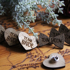 Stag Party Team Groom Best man Bridal Shower Wooden Pin Badge Wood Log Slice Brooch Lapel Pin Button Flair Handmade Pyrography Wood Burning image 4