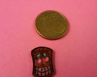 Children subject button, button with Tikikopf, Tikimaske "Tiki"