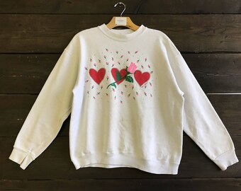 Vintage 90s Hearts and Roses Sweatshirt
