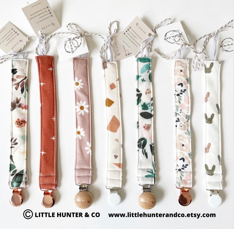 ORGANIC Cotton Knit Pacifier Clips Multi Color Etsy