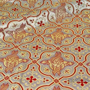 Church Liturgical Vestment Brocade Metallic Fabric With Angels, IERO 96 (IERO 96.1)