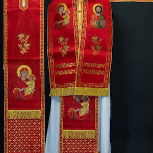 Communion Orhodox Greek Russion Stole for bishops Liturgical Vestment with Enangelists icons 4 colors image 2