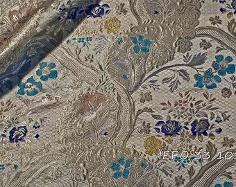 Luxury Greek Jacquard Brocade Fabric with Metallic Threads – Elegant Floral Pattern, Shimmering Designer Textile, Made in Greece,