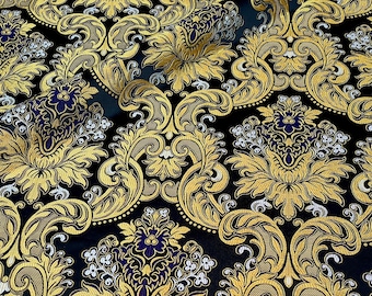 DISCOUNT -40% - 2 meters of Greek decorative metallic jacquard brocade fabric with flowers.
