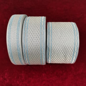 Liturgical Silver Light blue colour Jacquard Metallic trim 2,5 cm- 4 and 6 cm wide