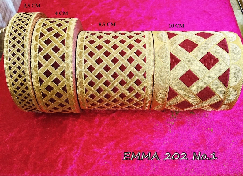 Decorative Semi-Metallic Gallon Braid Trim geometric pattern/ EMMA 202 EMMA 202.No1