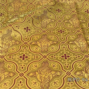 Church Liturgical Vestment Brocade Metallic Fabric With Angels, IERO 96 (IERO 96.2)