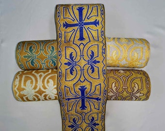 Cross pattern/Liturgical vestments jacquard metallic gallon trim/ 16 cm wide /6 colour combinations