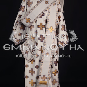 Greek orthodox liturgical vestments woven fabric with crosses