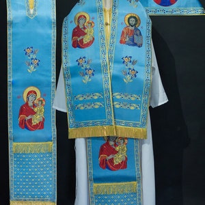 Communion Orhodox Greek Russion Stole for bishops Liturgical Vestment with Enangelists icons 4 colors image 4