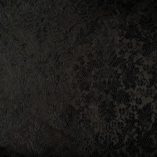 Deep Black Colour Brocade Jacquard Damask Fabric. - Etsy