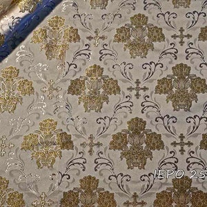 Artisan&#39;s Delight: Handcrafted Embroidered Metallic Jacquard Brocade Fabric for DIY Textile Projects / IERO 25