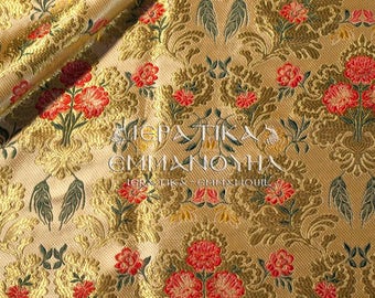 Luxury Floral Jacquard Brocade Upholstery Fabric, Vintage Baroque Curtain Fabric, Decorative Pillow Fabric by the Yard