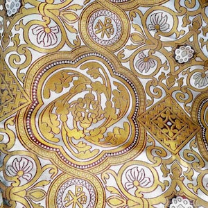 Greek liturgical vestments metallic brocade jacquard fabric
